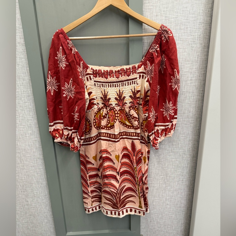 FARM Rio Red and Cream Mini Dress - Picture 2 of 3